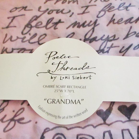 NWT! Demdaco Poetic Threads by Lori Siebert Grandma Rectangle Scarf, Peach Ombre - Picture 8 of 13